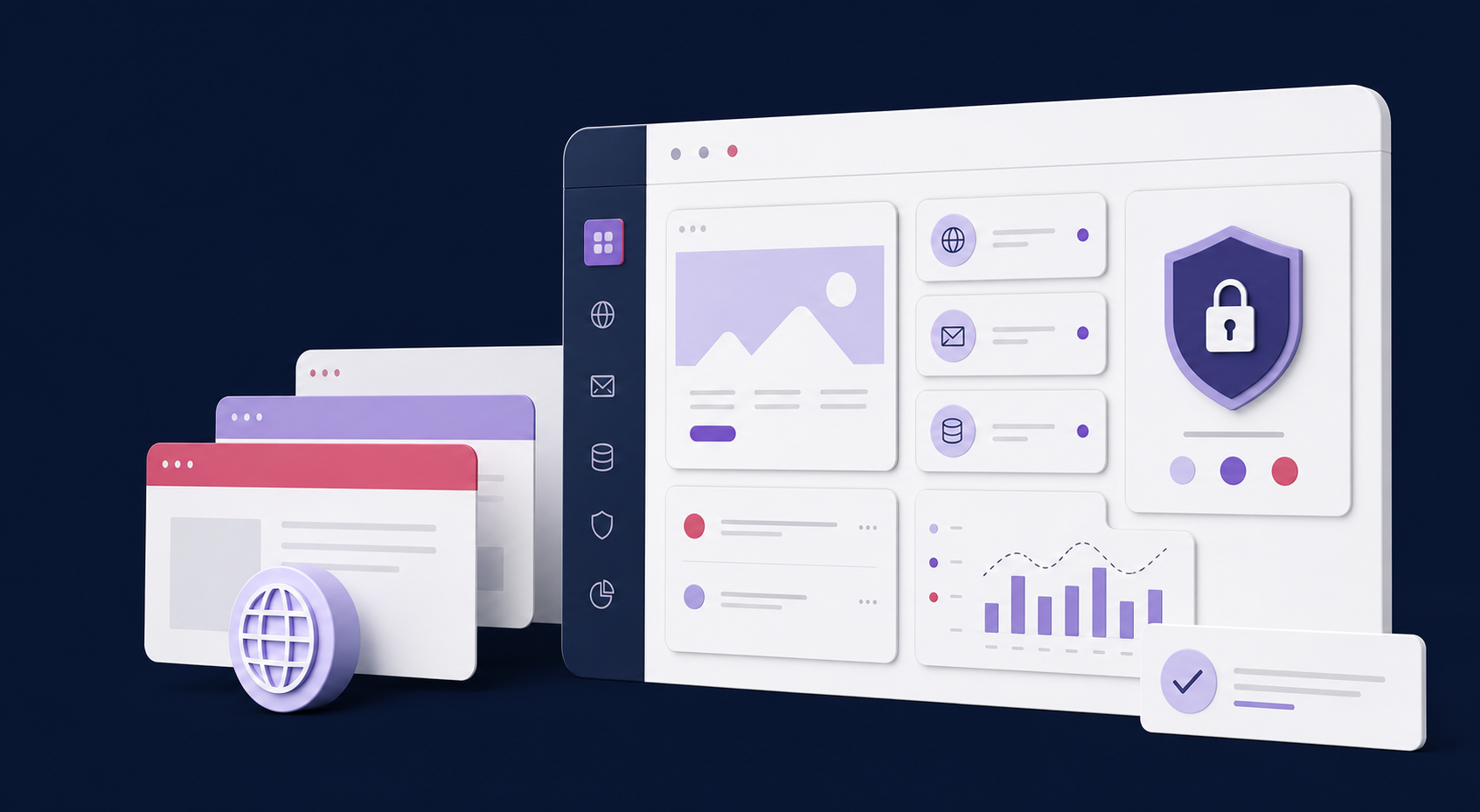Illustration of a secure shared web-hosting control panel